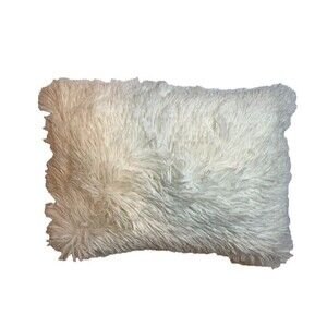 Cozycore Boholuxe Fairycore Plush Faux Fur White 16" x 12" Throw Pillow